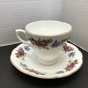 VTG Royal Sutherland Staffordshire Fine Bone China Tea Cup and Sauce Set Roses